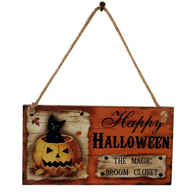 Pumpkin Sun Slower Black Cat Wooden Plaque Board Halloween Fall Door Wall Sign
